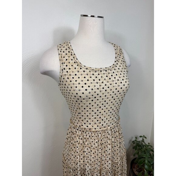 Anthropologie Womens Cream Lace Polka Dot Maxi Dress‎ Size Small Prairie Tiered - Picture 2 of 10